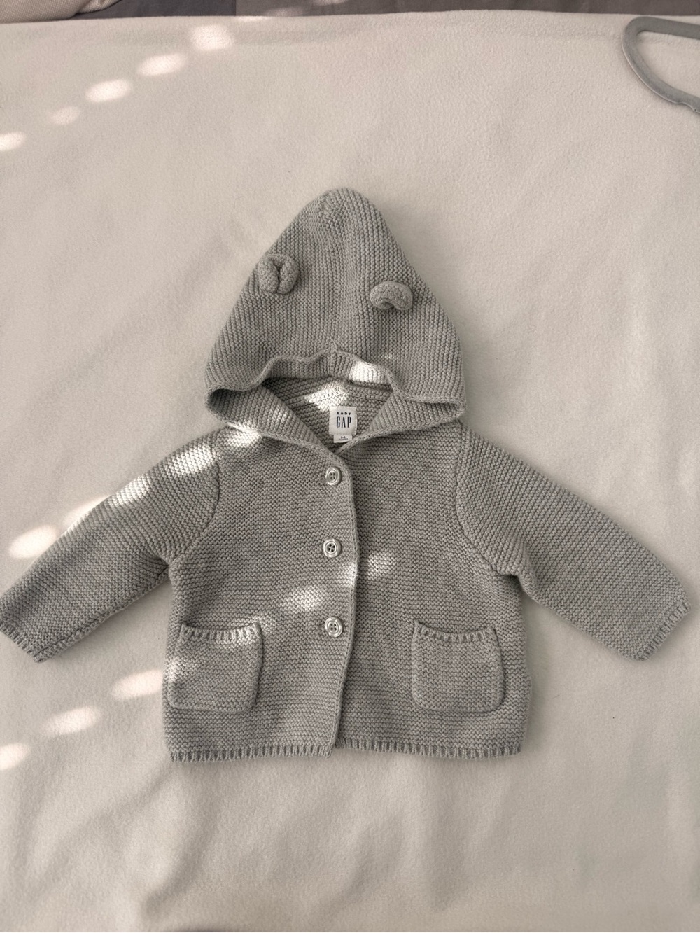 GAP Baby Hooded Knit Cardigan in Light Gray